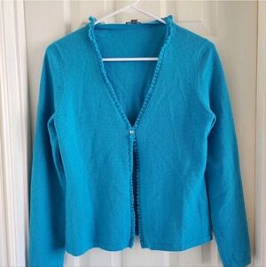 Ann Taylor 100% Cashmere Cardigan | Teal Blue | Size Small